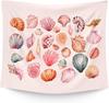 Pink Beach Coastal Tapestry Wall Hanging for Bedroom,Ocean Seashell Wall Tapestries, Pink Beach Coastal Walls Hanging Room Decor