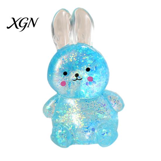 Rabbit Stress Toy 1/4Pcs Transparent Glitter Bunny Squeeze Slow Rebound Relief Fidget Cartoon Sensory Decompression Animal Ball Shaped Pinch
