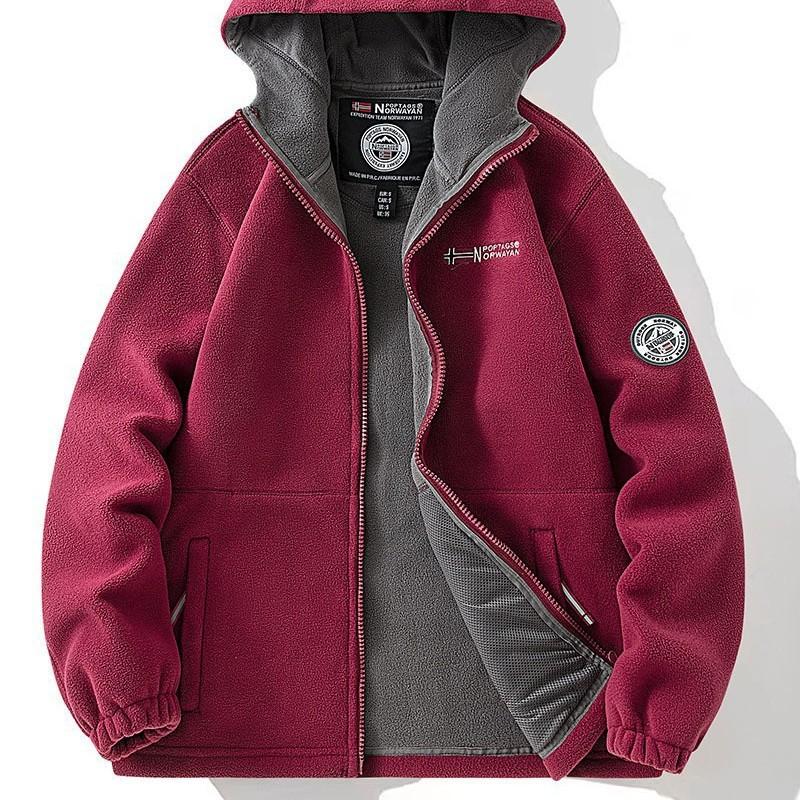 Men Women Fleece Jacket With Hood Warm Winter Thick Polar Outerwear Outdoor Casual Wear