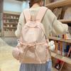 Schoolbag Korean Version Solid Color Backpack Girls Simple Large Capacity Bow Student Schoolbag Fashionable Versatile Casual Backpack