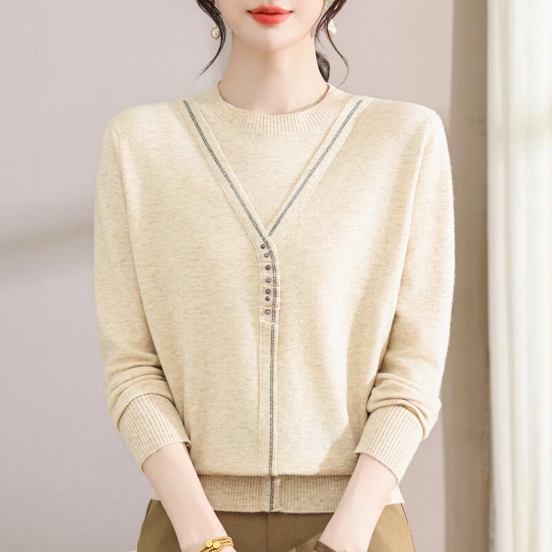 Yalu Women's Mid-Age Casual Long Sleeve Knit Sweater