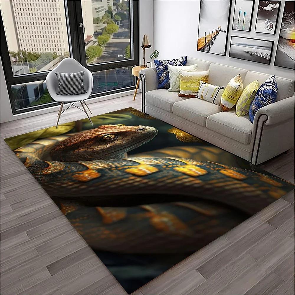 3D Gothic Schlange Schlangen Python Viper Teppich Teppich für Zuhause Wohnzimmer Schlafzimmer Sofa Fußmatte Dekor, Kinder Teppich Rutschfeste Bodenmatte