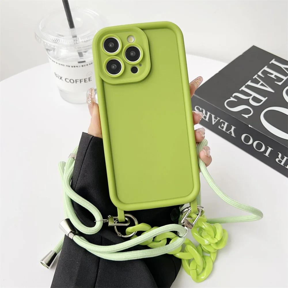 

Чехол для телефона с ремешком на запястье и через плечо для iPhone 14 13 15 Pro Max 12 11 X XR XS 7 8 Plus SE 2020 2025 с регулируемым шнурком, мягкая накладка iPhone 12 зелёный
