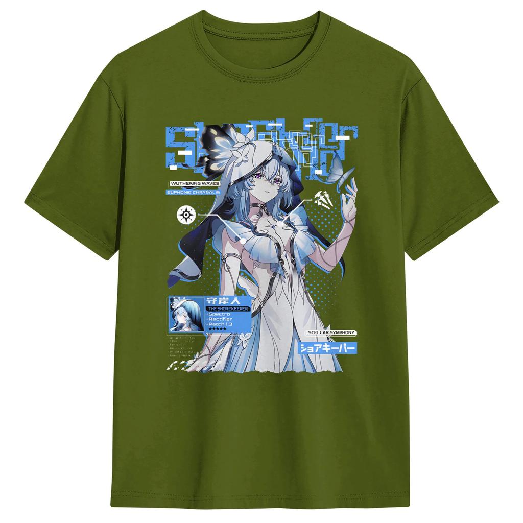 Wuthering Waves Characters Tshirts For Unisex The Shorekeeper Awesome Cotton Tee Shirt Crew Neck Short Sleeve Big Size Clothes