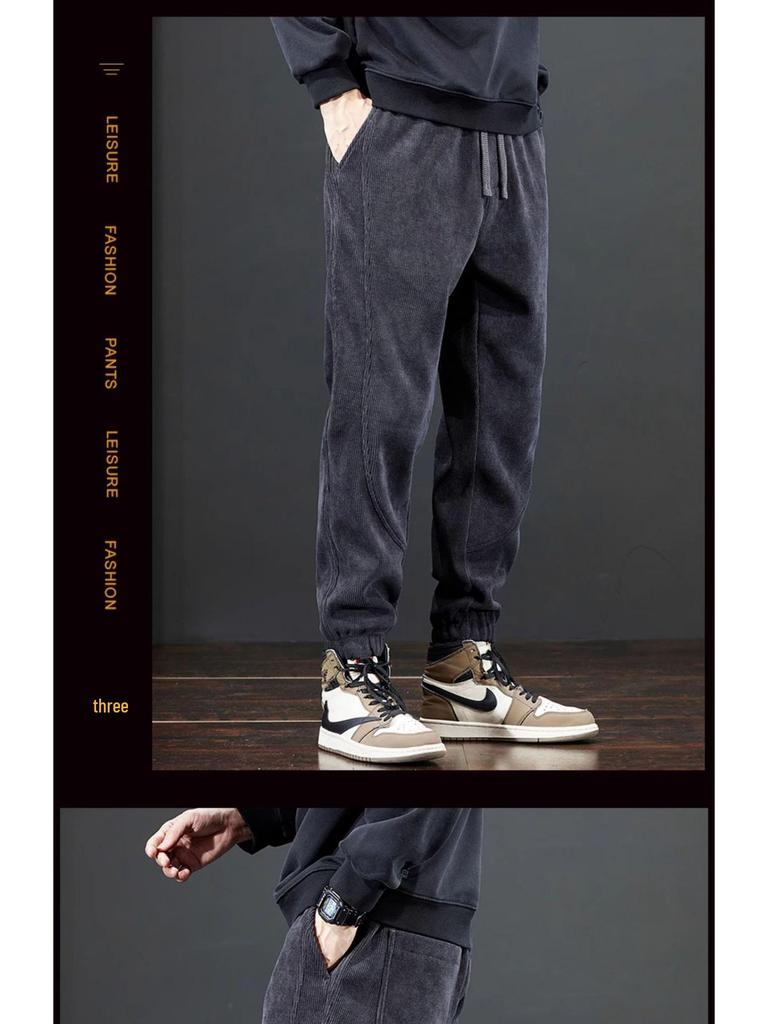 Herren 2025 Winter Fleece-gefütterte Cord-Sweathose: Dicke lässige Baumwollhosen für Herbst & Winter