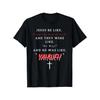 Humorous Christian Bible Verse TShirt Featuring Yahweh and Jesus Design Bold Red