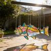 Fish Suncatcher Stained Glass Style Window Hanging Panel Colorful Fish Wind Chimes with Chain for Indoor Outdoor Home Garden Decor Gifts for Fish