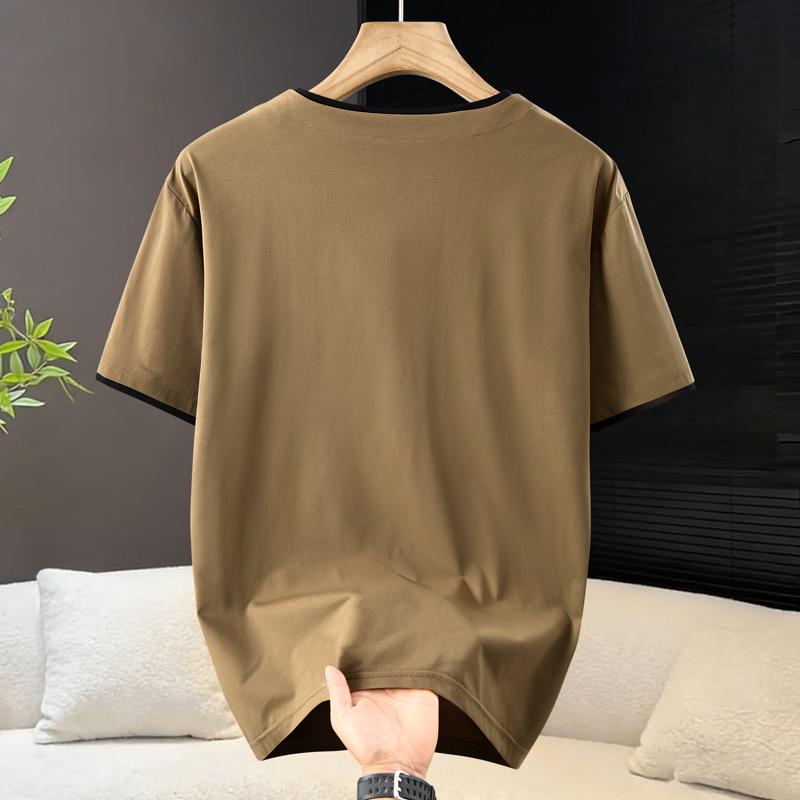 Pánské tričko s falešným dvoudílným designem, prodyšné strečové tričko s krátkým rukávem, nadměrná velikost (5XL-13XL)
