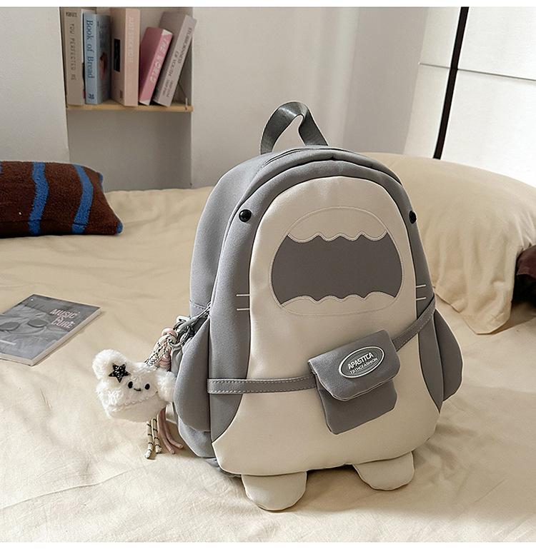 New Cartoon Girl Backpack for Both Men and Women  Large Capacity  Multi Functional  Lightweight and Simple Shark Backpack