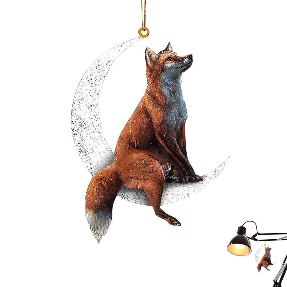 Christmas Tree Decorations Animal Hanging Ornament Sitting On The Moon Animal Pendants Car Rearview Mirror Hanging Ornaments