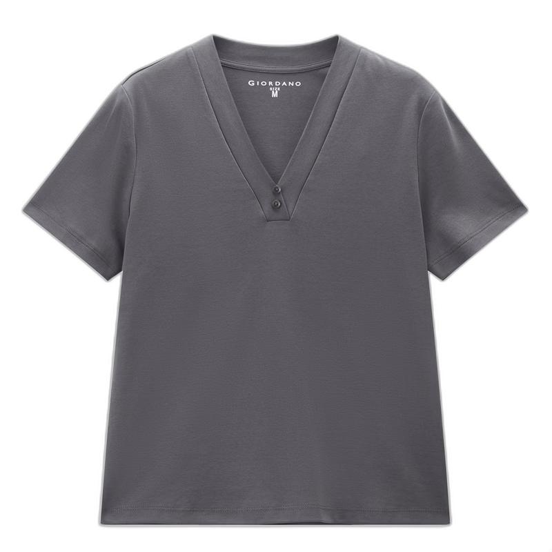 Giordano Women s Cotton V-Neck Knit T-Shirt XL абрикосовый