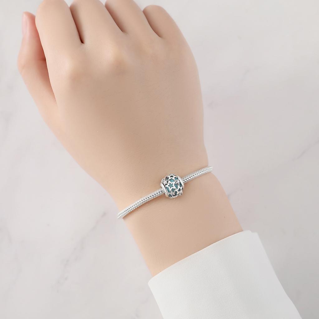 Beads Copper Charms Original Blue Stars Moon Sun Beads Fit Bracelet Jewelry Diy Women Fine Gift Accessory