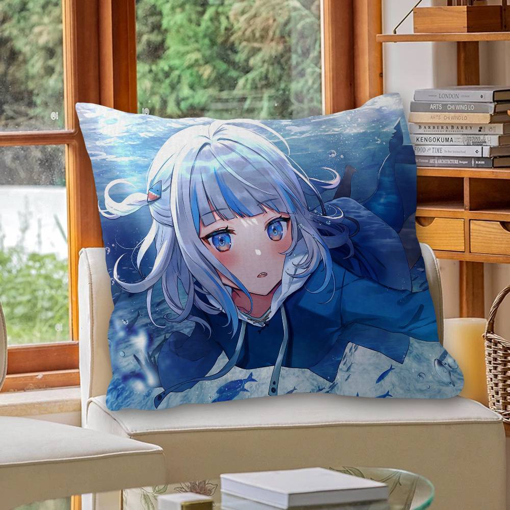 Hololive Vtuber Gawr Gura Pillow Cover Design Cushion Cover Decor Holiday Decorati