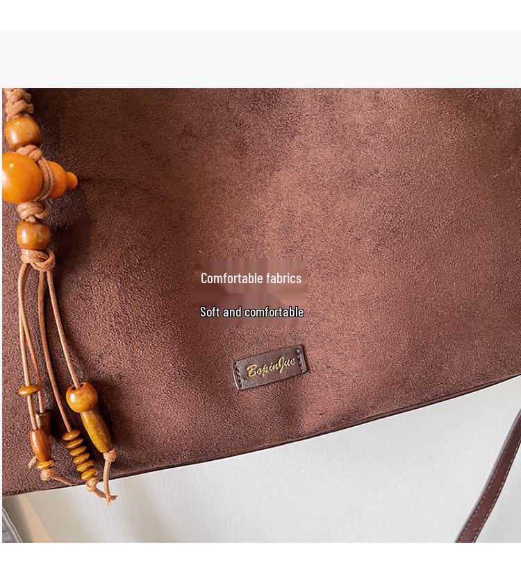 Herbst Koreanische Retro Wildleder Tragetasche - Damen Vintage Schulterhandtasche