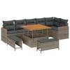 9 Piece Grey Garden Sofa Set with Cushions