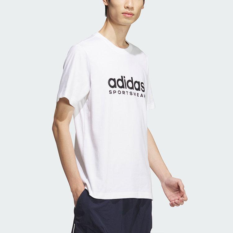 Adidas Letter Print Breathable Round Neck Short Sleeve Regular T-Shirt Unisex T-Shirts White JI9073