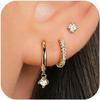 Gold-Plated Brass Hoop Earrings Fashion Set - European & American Design