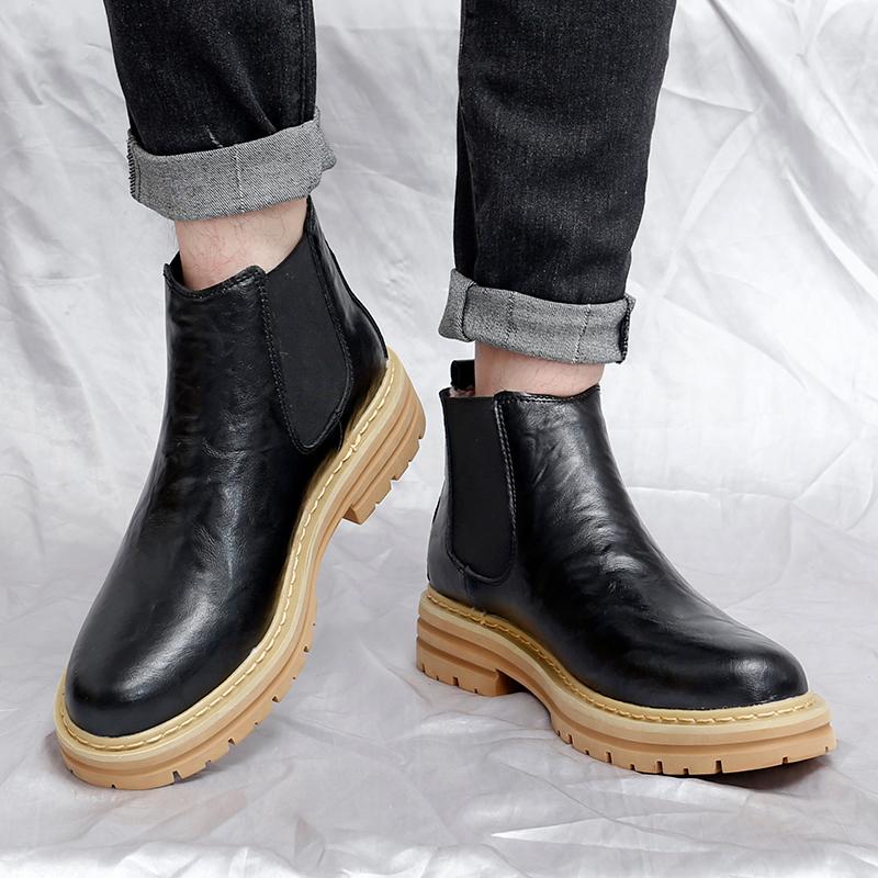 Men's Genuine Leather Chelsea Boots, High-quality Retro Casual Shoes, Comfortable Denim Boots, Street Winter Boots, Large Size48