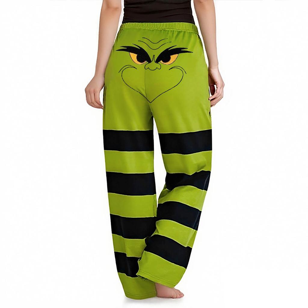 Women's Casual Fashion Christmas Print Elasticated Waist Trousers Pants