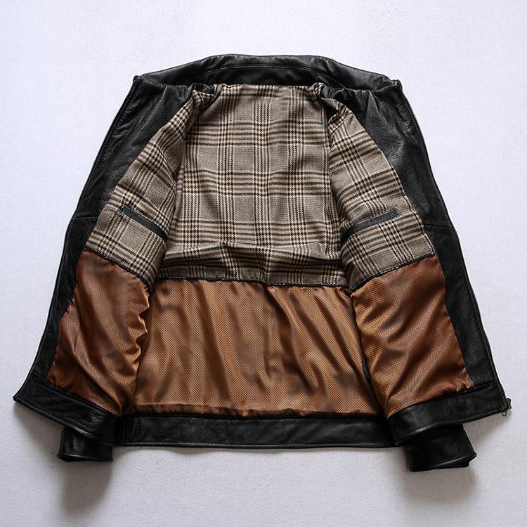 Casual Real Cowhide Genuine Leather Jacket Slim Mens Clothes Spring Autumn Men's Cow Leather Clothing