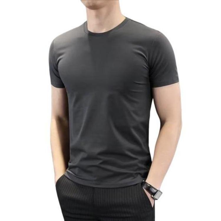 Men Summer Slim Fit T-shirt Solid Color O Neck Short Sleeves Soft Breathable Pullover Sports Business Casual Office Top