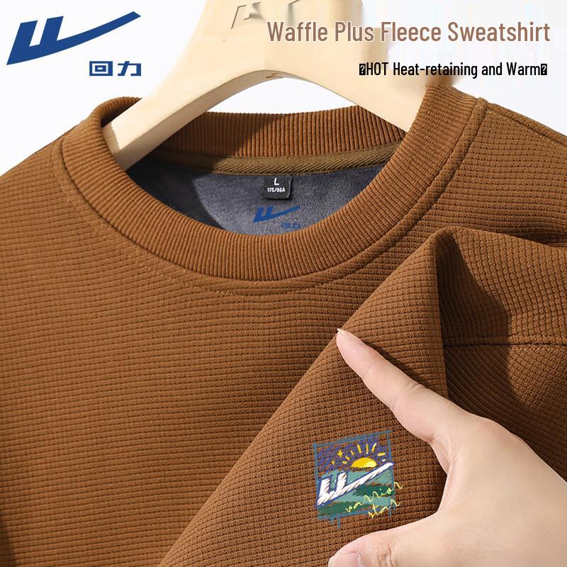 Warrior Heavyweight Fleece Lined Waffle Knit Round Neck Sweatshirt L
