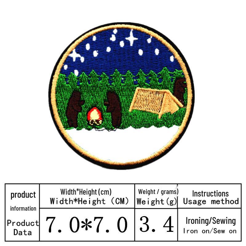 Round Embroidered Cloth Patch with Adhesive Backing - Ideal for Hats, Clothing, and Bag Accessories