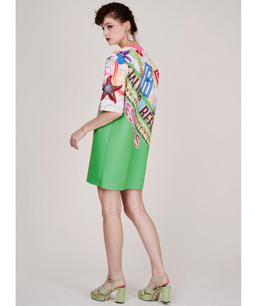 Greedius Neon Sign One-Point Print Neoprene Dress