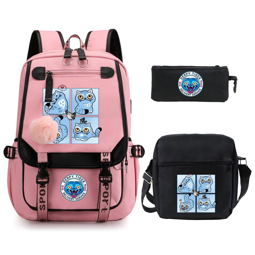 Witch Hunters Cartoon Peripheral Printing Children's Backpack Cross-border New Student School Bag Three-piece Shoulder Bag Pencil Bag