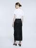 Muse Lily Side String Belted Satin Cargo Long Skirt_Black