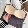 Seamless Ice Silk French Strappy Tank Top with Fixed Cup and Bandage Bustier