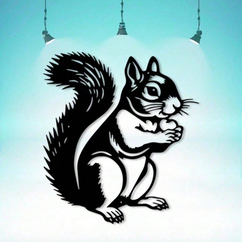 Vintage Iron Squirrel Wall Art Rust Resistant Metal Decor for Garden Patio Wildlife Gift