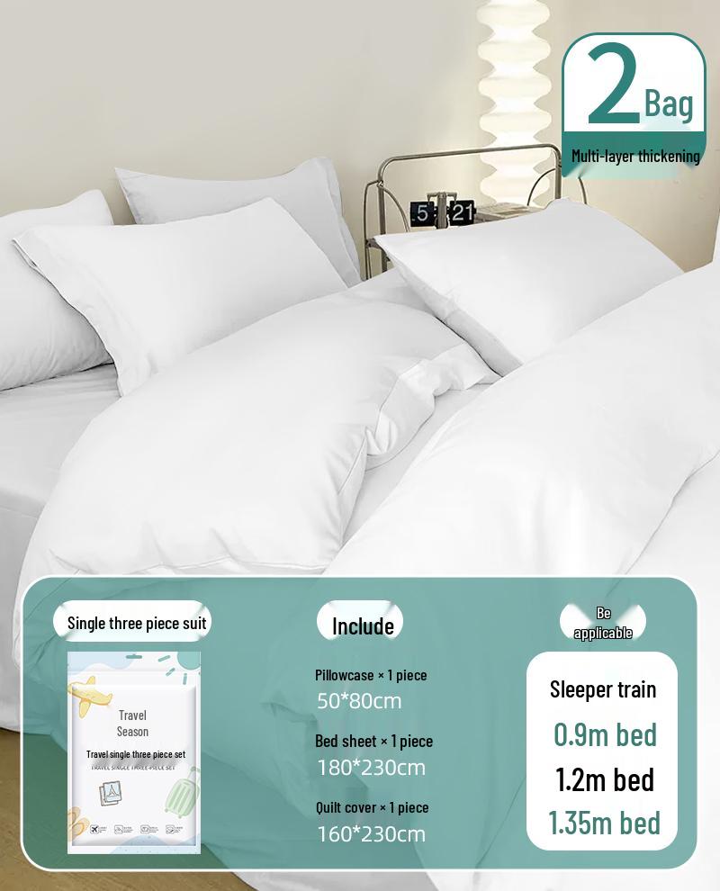 Portable Disposable Bed Sheet & Pillowcase Set: Anti-Dirty, Thickened Four-Piece Travel Kit for Double & Single Beds