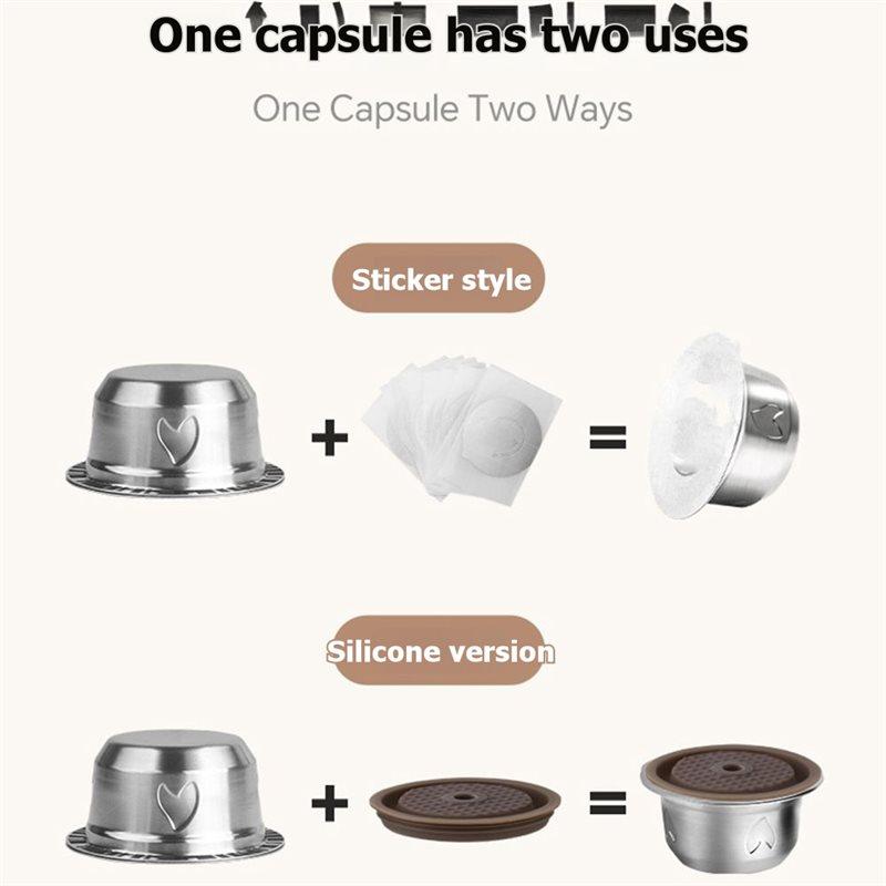 A02V-Reusable Espresso Pods For Nespresso Vertuo /Next/Plus Refillable Coffee Capsule W/H Silicone Cap Spoon & Brush