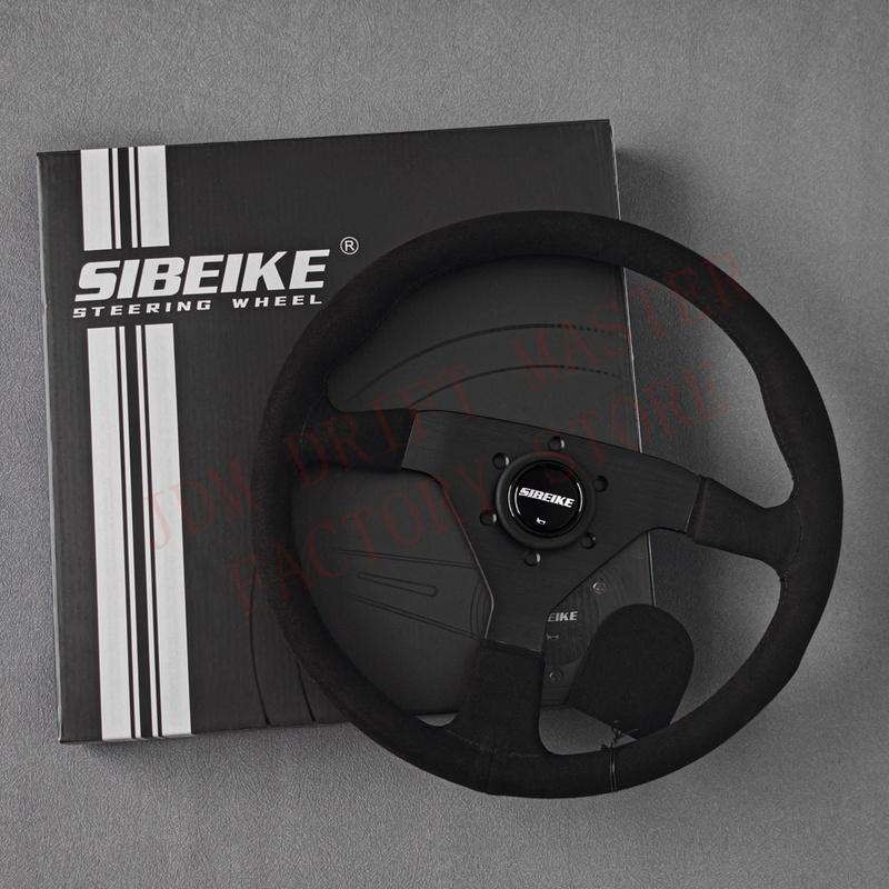SIBEIKE JDM Montecarlo Black Suede Leather Steering Wheel Sim Racing Sport Steering Wheel
