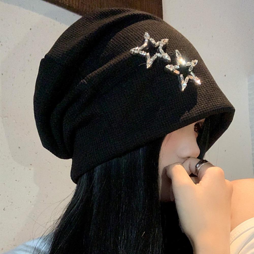Ear Protection Star Beret Hat Bling Bling Decor Gothic Lolita Hat Slouchy Skull Cap Street Style