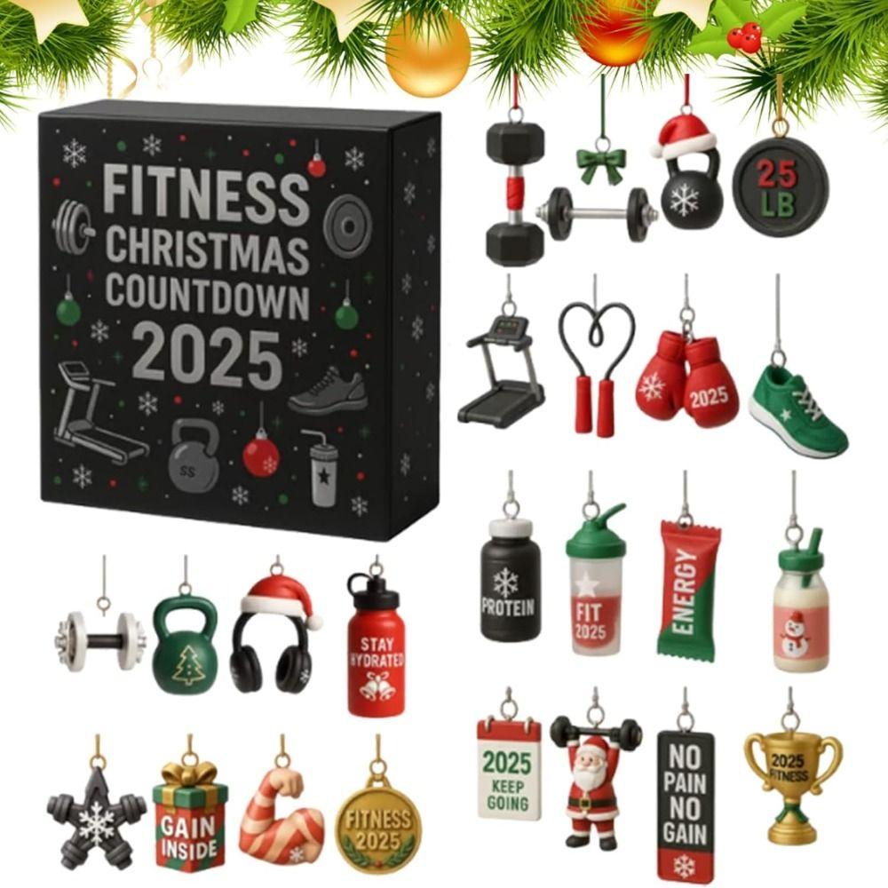 Christmas Tree Ornament Gym Advents Calendar Fitness Equipment Calendar  Festival Party Supplies