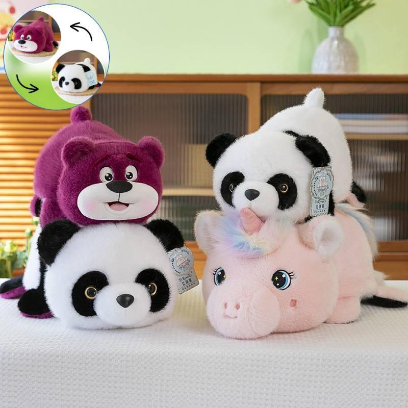 Creative Reversible Panda Plush Toy Soft Adorable Unicorn Pillow For Girls Birthday Gift