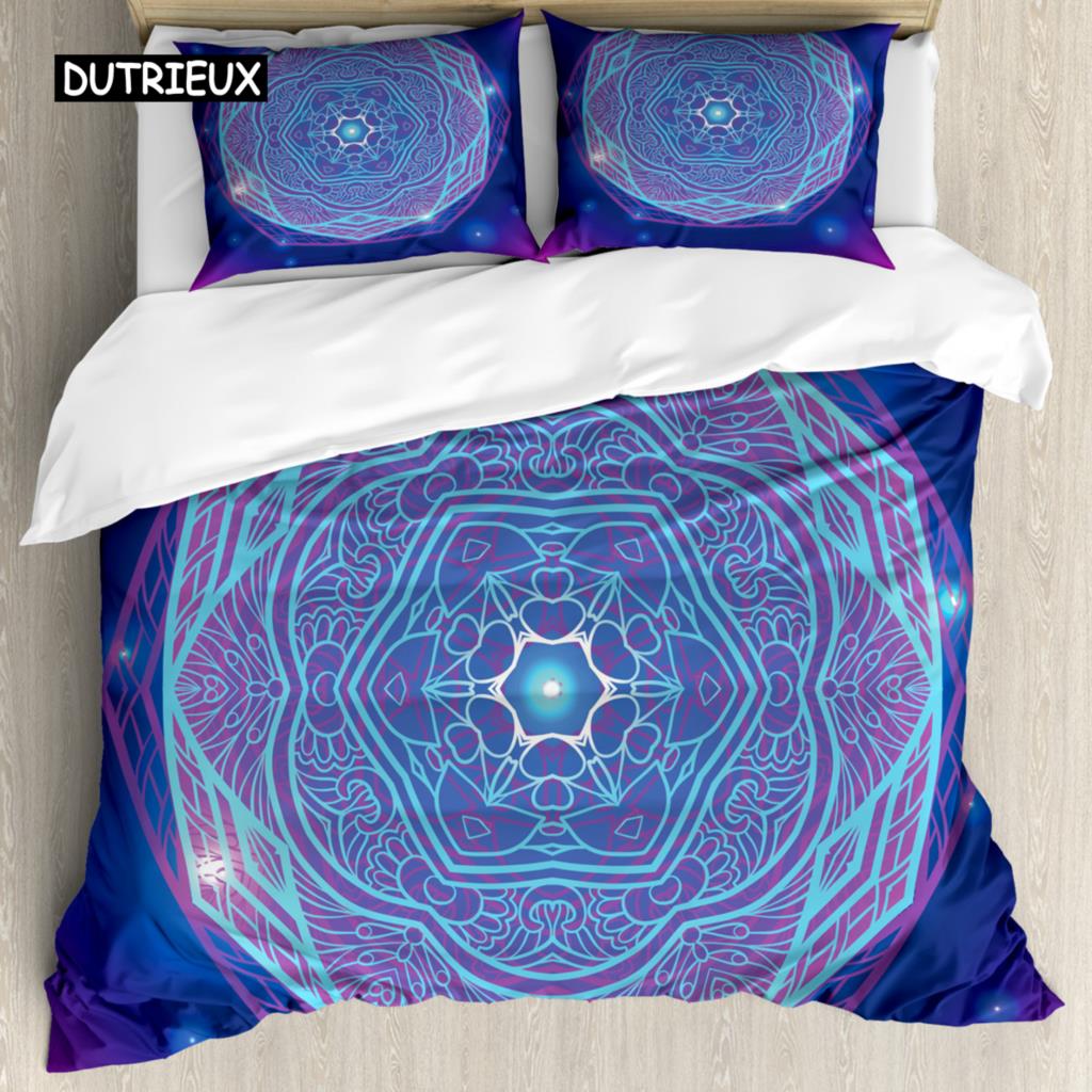 Bohemian 2/3pcs Boho Mandala Bedding Set Twin Queen King Size Comforter Duvet Quilt Cover and Pillowcase Soft Bedclothes