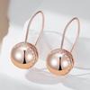 Rose Gold Color Big Glossy Ball Drop Earrings For Women Simple Natural Zircon Accessories Ethnic Bride Wedding Jewelry