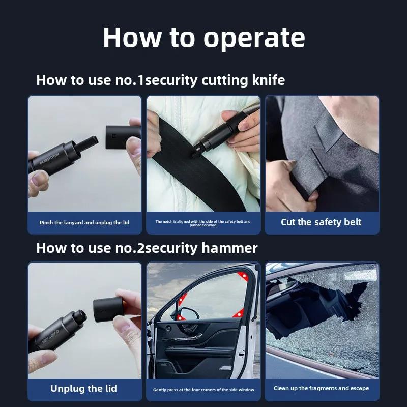 Car Window Breaker Car Safety Hammer High Hardness Tungsten Steel Window Breaker Auto Seat Belt Cutter Emergency Escape Hammer