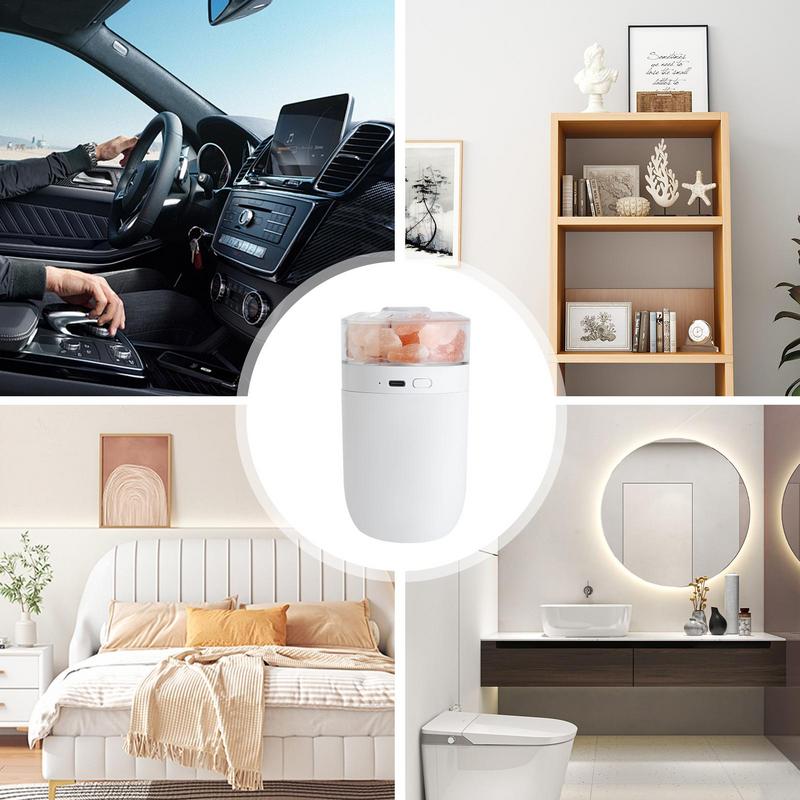 Personal Desktop Humidifier Cool Mist Humidifier With Salt Stone Light 230ml Colorful Light Portable Aromatherapy Diffusers For