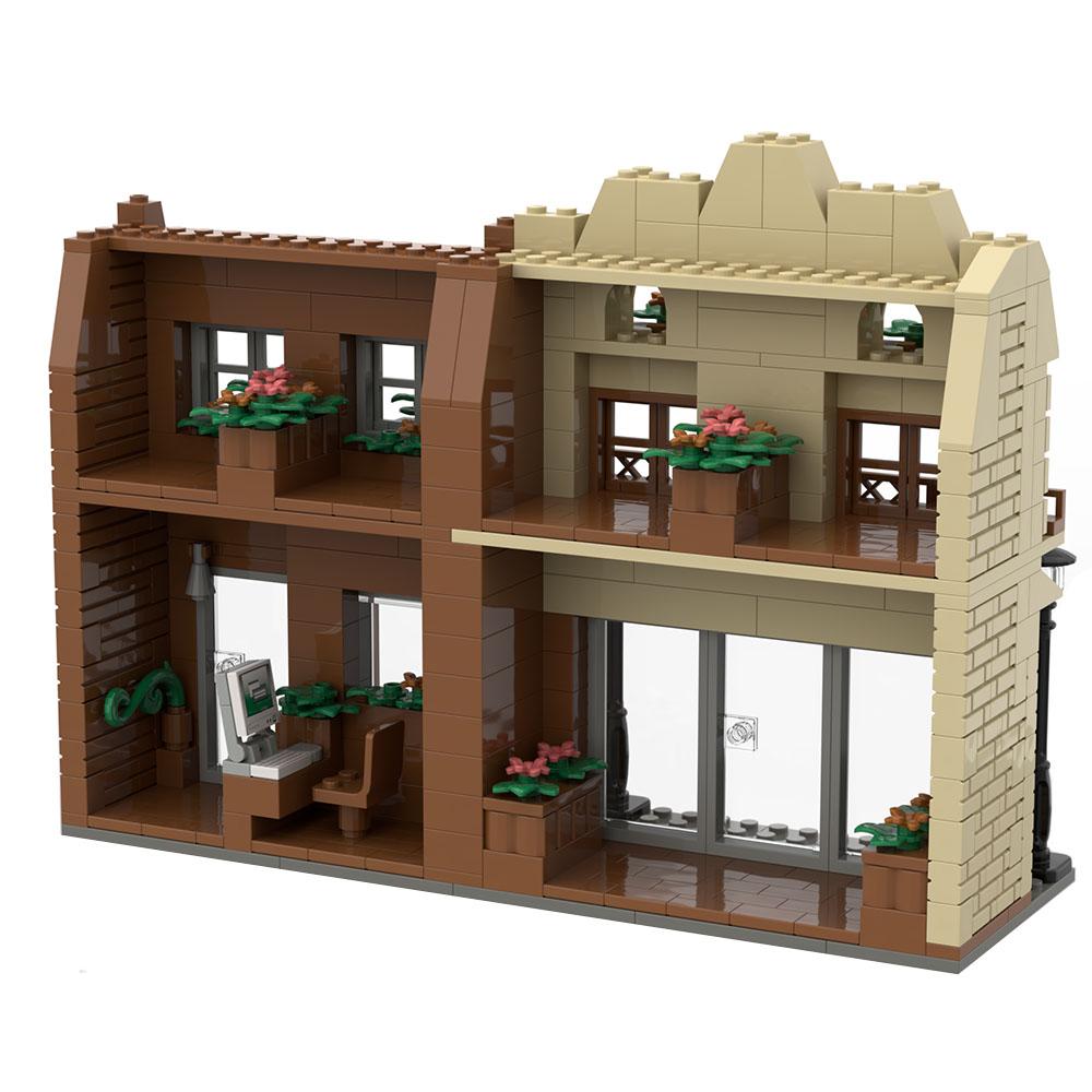 MOC scene toy boy girl flower shop street view city Diy small particle building block assembly gift