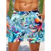 3d Seafood Print Men's Swimsuit Japanese Fish Hawaiian Shorts Men Summer Swim Shorts Drawstring Casual Shorts