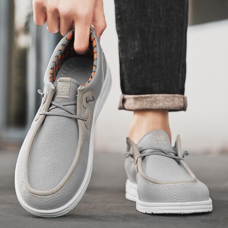 Men Canvas Shoes Black Driving Shoes Casual Grey Wide Head Cloth Shoes for Farther Plus Size Lightweight