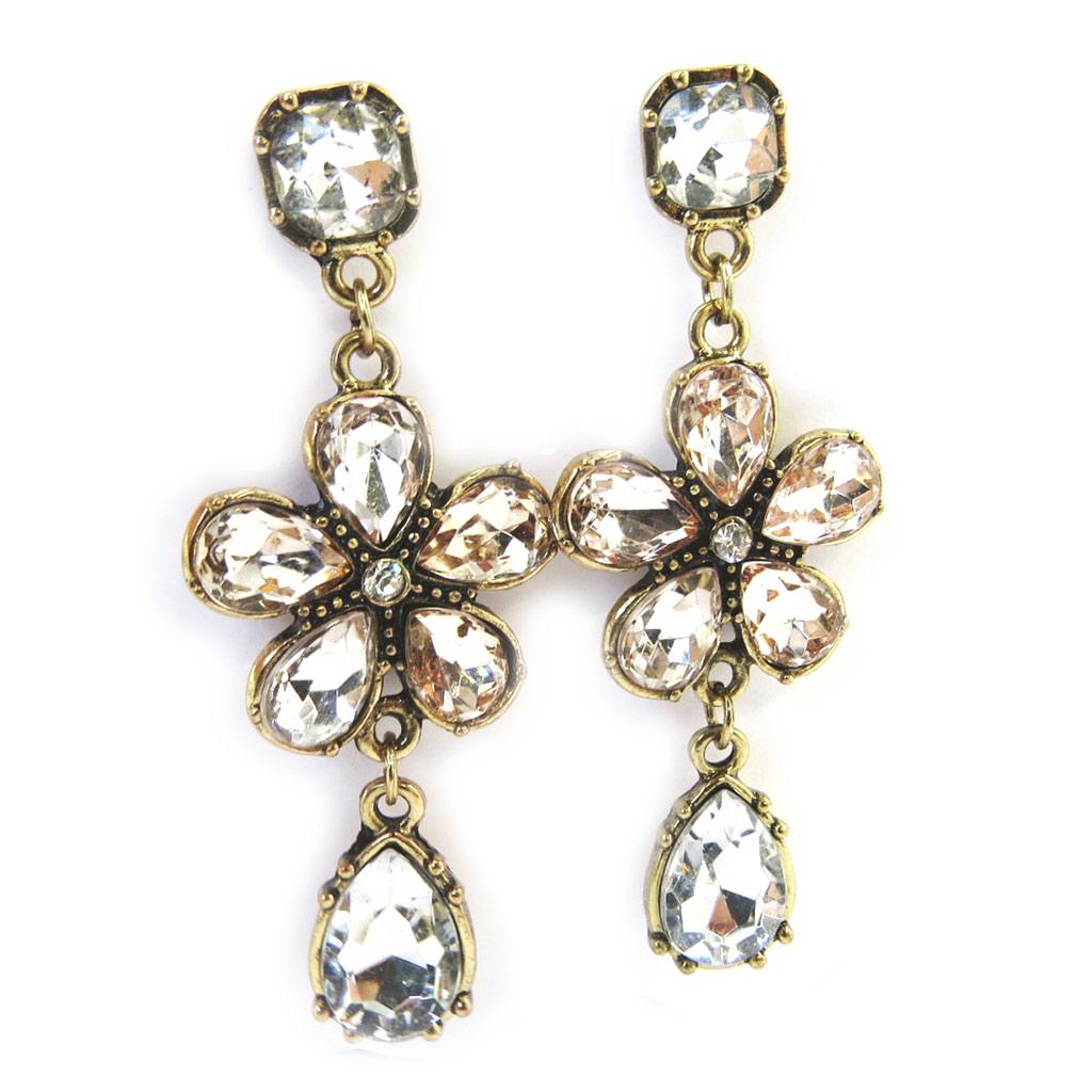 Les Trésors De Lily [M1918] - Golden White 'Scarlett' Designer Earrings