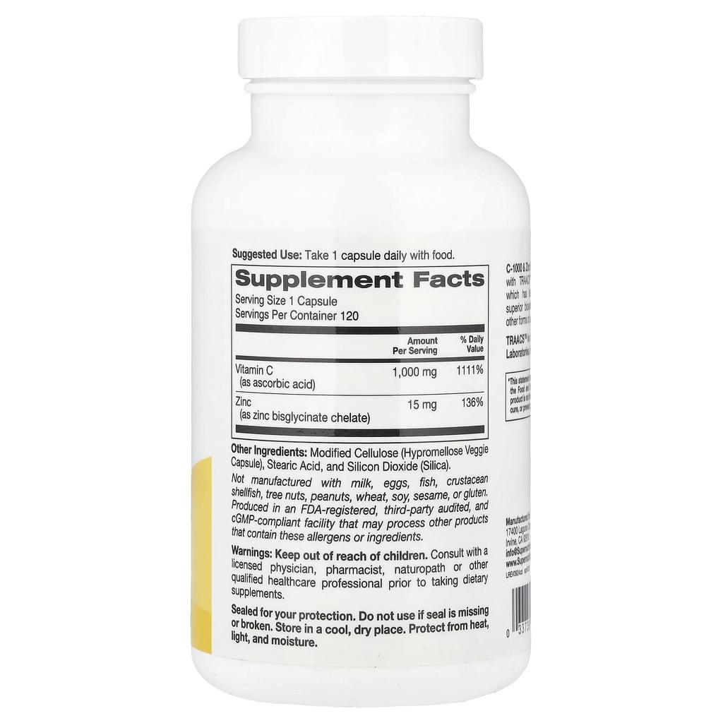 C-1000 & Zink Immunität, Gemüsekapseln 120