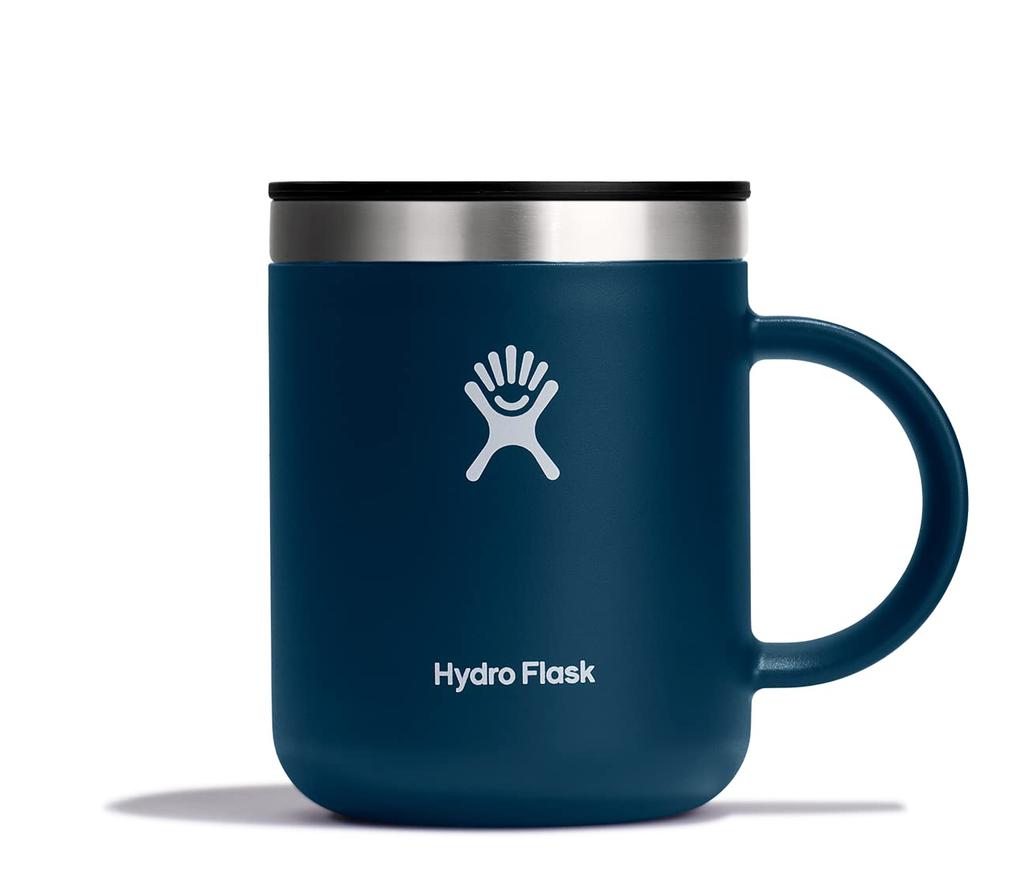 Hydro Flask Coffee Mug – Insulated Stainless Steel, Spill-Proof, Leak-Proof Travel Mug, 12, Indigo Blue.