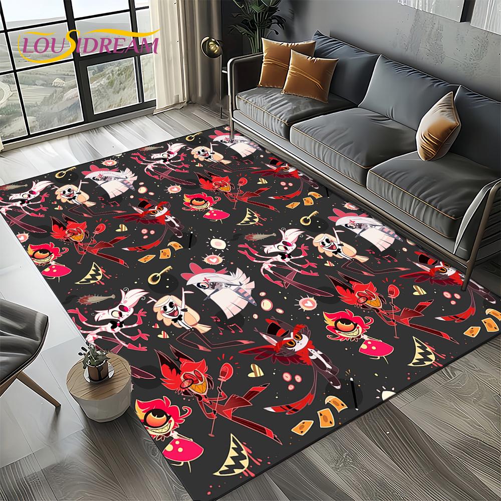 H-Hazbin Hotel Charlie Kreskówkowy Dywanik Dywan do Sypialni Salonu Dekoracja Domowa Sofa, Dekoracja do Zabawy dla Dzieci Mata Podłogowa Prezent
