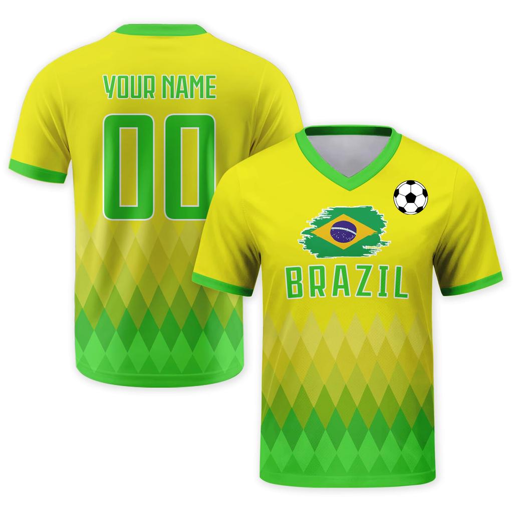 Customizable DIY Soccer Jersey Shirt with Team Print V Neck Short Sleeve Lightweight Breathable Sports Top for Adults Youth Men Women